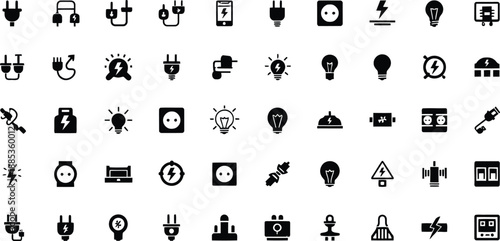Collection of various electrical and technology icons