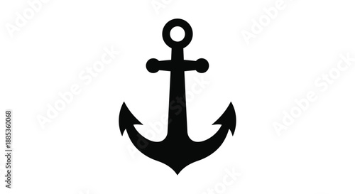 A simple black silhouette illustration showcasing a classic nautical anchor design