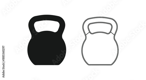 Two kettlebell icons one solid black and one outlined for fitness visuals