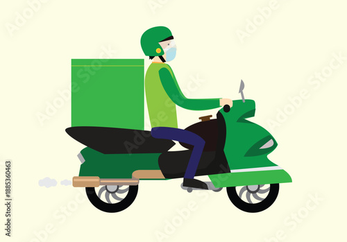 Motorbike Delivery Service concept. Editable Clip art. 