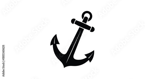 Simple black and white illustration of a classic ship anchor design