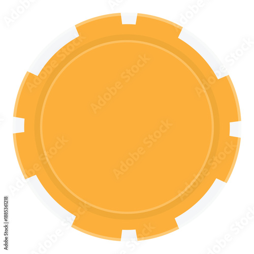 Yellow chip for gambling. Blank or empty playing chip. Gambling token for poker, casino design element