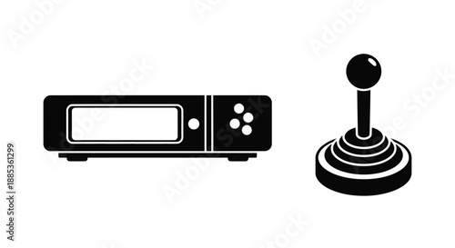 Retro gaming console and joystick a classic arcade aesthetic