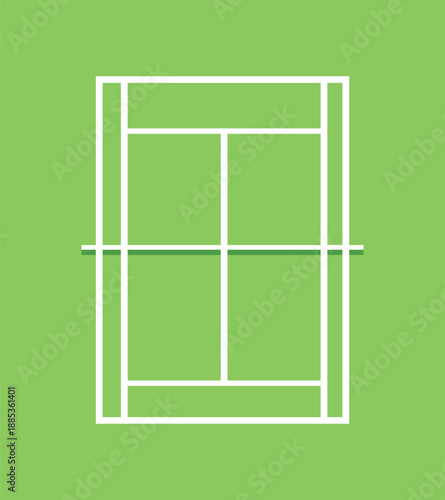 Green Badminton Court Vector Illustration with Markings
