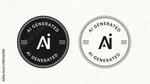 AI generated logo template in modern minimalist style with black and white color scheme in circular badge format for branding