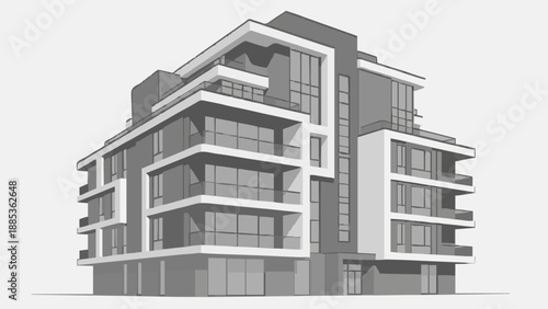 Modern luxury apartment building with sleek architecture