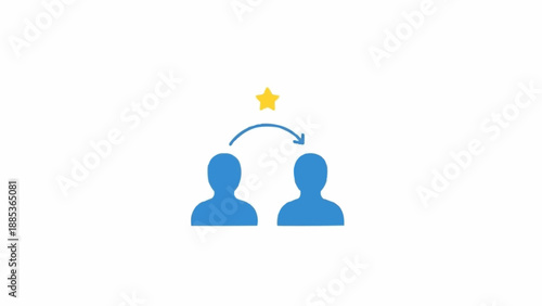 Blue People Icons with Star Symbol Transfer.