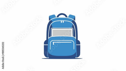 Blue Backpack with Pockets and Straps.