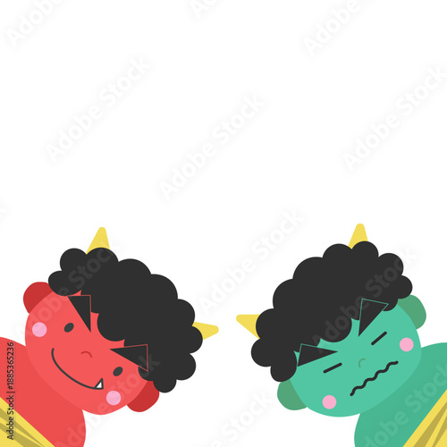 節分素材　鬼　フレーム背景素材　スクエア型 2