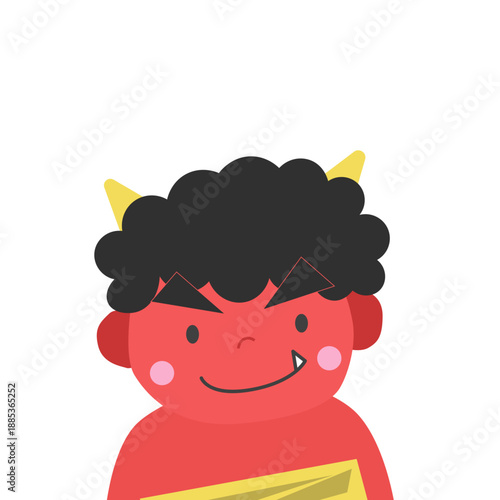 節分素材　シンプルな赤鬼アイコン　