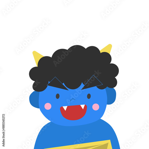 節分、鬼、アイコン、シンプル、人物、鬼のパンツ、2月、牙、2月3日、かわいい、おしゃれ、手書き、赤鬼、手描き、節分の日、節分祭、オニ、ツノ、虎柄、赤、イラスト、子供、キャラクター、笑顔、可愛い、ベクター