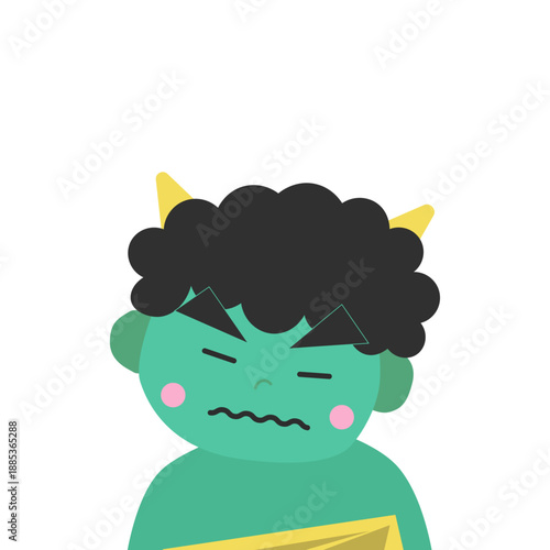 節分素材　シンプルな緑鬼アイコン　