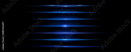 Bright blue laser stripe with radiant glow and shimmer. Straight neon beam creates a modern futuristic accent. Perfect for tech visuals, banners, and digital overlays.