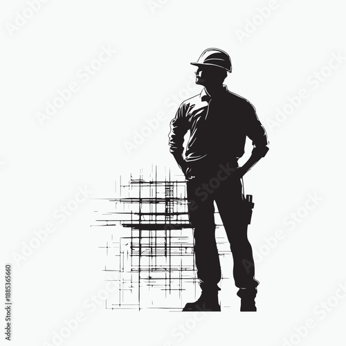 silhouette of an architect in a helmet