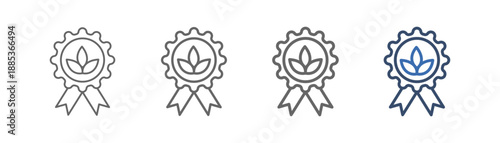 
Organic outline icon set with leaf, ribbon and badge design