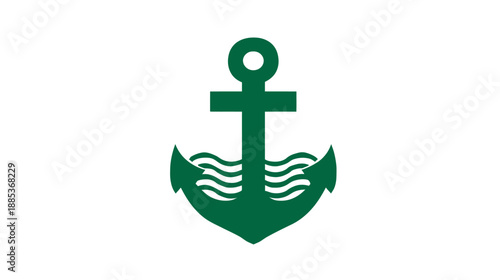 A green anchor emblem with waves, set against a white background. Simple and maritime