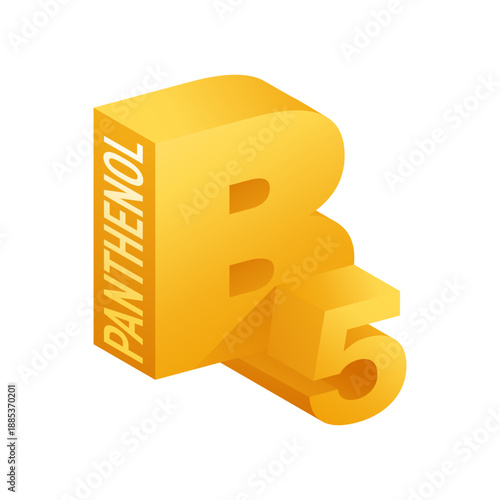 Vitamin D5 panthenol ingredient emblem in isometric 3D style with gradients.