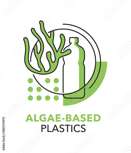Algae based plastic material emblem in thin line