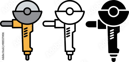 Angle Grinder Construction Tool Vector Icon Set