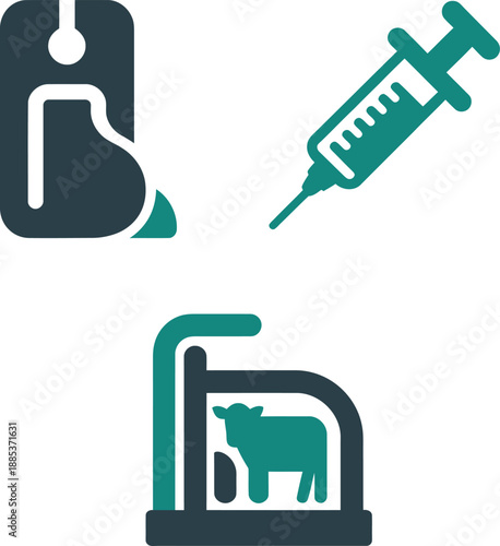 Veterinary cattle tagging and injection ear tag