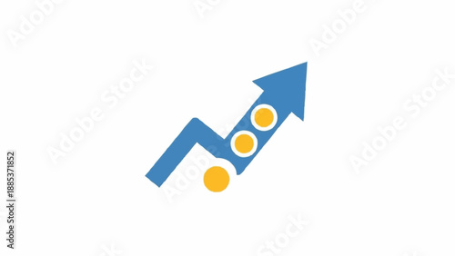 Blue Arrow with Yellow Dots Graph.