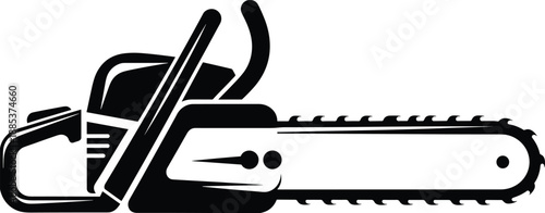 Chainsaw silhouette icon isolated on white background representing forestry logging cutting tool for landscaping construction agriculture equipment design use commercial vector illustration