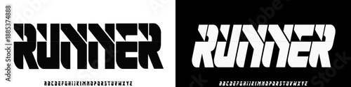 Runner Minimal modern alphabet fonts. Typography minimalist neon urban digital fashion future creative logo font.