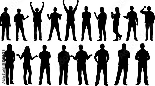 collection of silhouettes of people men and women