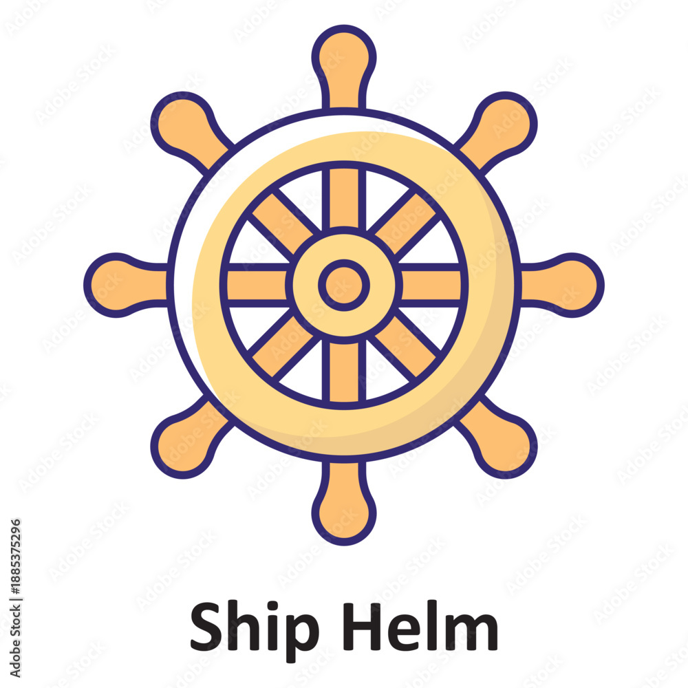 Obraz premium Ship Helm Vector icon which can easily modify or edit