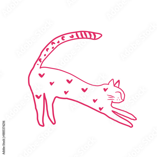 vector image of a streching cat