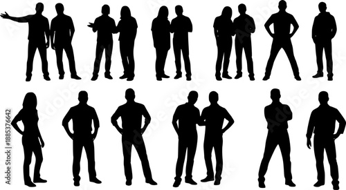 collection of silhouettes of people men and women
