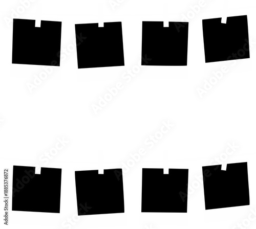 Hanging Square Photo Frames or Paper Sheets Silhouette Set