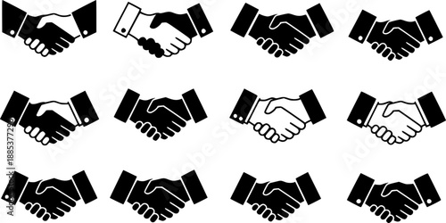 
Handshake illustration in white and black isolated on white background, Vector, illustration