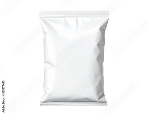 White blank snack bag mockup for chips, crisps or food packaging. Isolated on transparent background