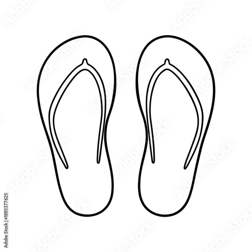Simple black line drawing of flip-flops on white background  