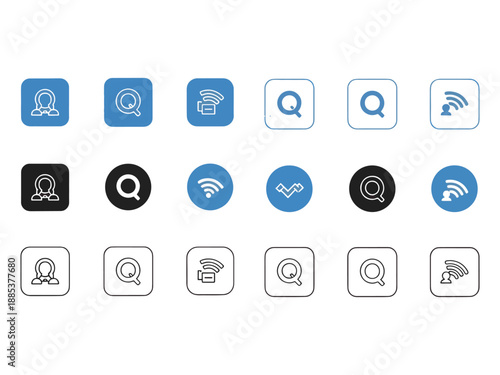 Universal Mobile App and UI Icon Set - 18 Minimalist Vector Icons for Customer Support, Wireless Connectivity, Search Queries, and User Profile Interface Design