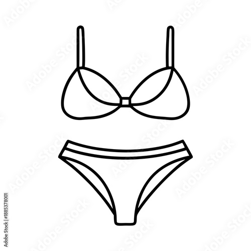 Outline of women's bikini top and bottom swimwear set  