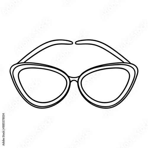 Cat-eye sunglasses outline illustration with elegant design  