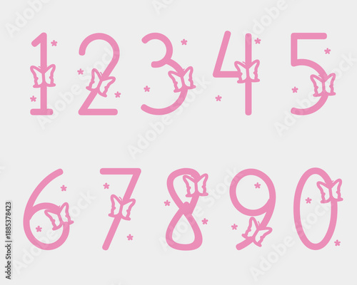 Cute Number with Butterfly