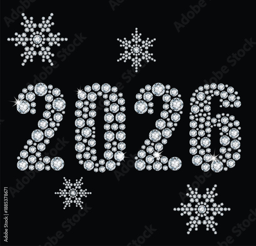 The crystals are from 2026, with a diamond on a black background and snowflakes