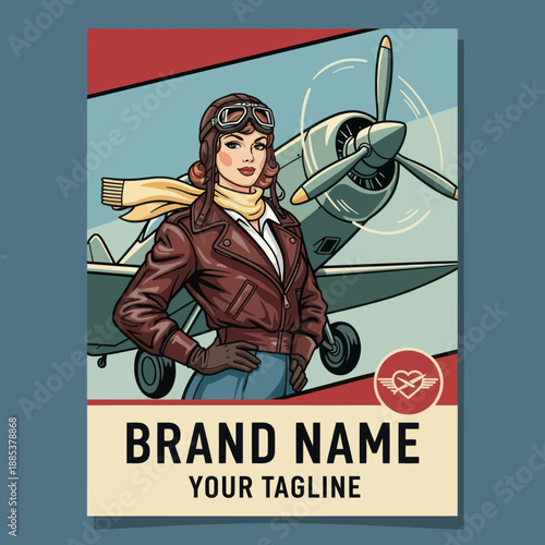 Vintage Female Aviator Leather Jacket Pilot.