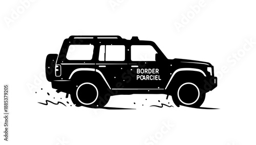 Black SUV, Border Patrol, Police Car, Vector Illustration, Law Enforcement Vehicle