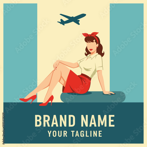 Woman Sitting on Floor with Red Skirt.