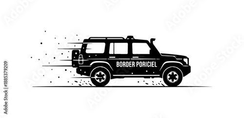 Black SUV vector icon, Border Patrol vehicle illustration, police car design, law enforcement graphics