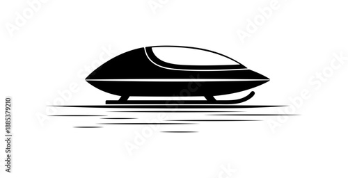 Futuristic Monorail, Black, Vector, Transportation Icon