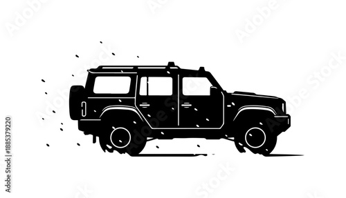 Black SUV, off-road vehicle, jeep silhouette, vector car icon