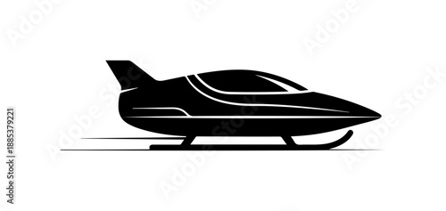 Futuristic, sleek, black hovercraft, vector illustration, transportation design
