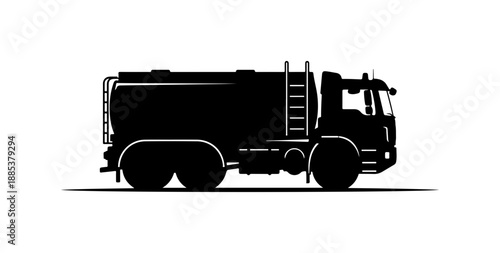 Black truck silhouette, vector truck icon, industrial vehicle, transportation symbol