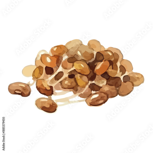 Watercolor-style natto illustration／納豆・和食
