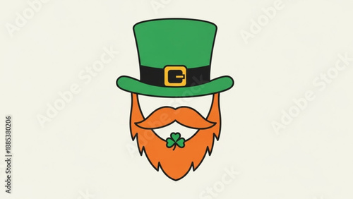 Leprechaun hat and beard illustration a symbol of Irish folklore and St Patricks Day celebration perfect for festive designs
